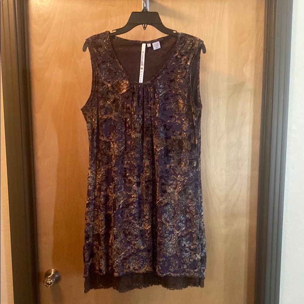 Rancho Estancia Elegant Sleeveless Dress with Floral Pattern; Size XL